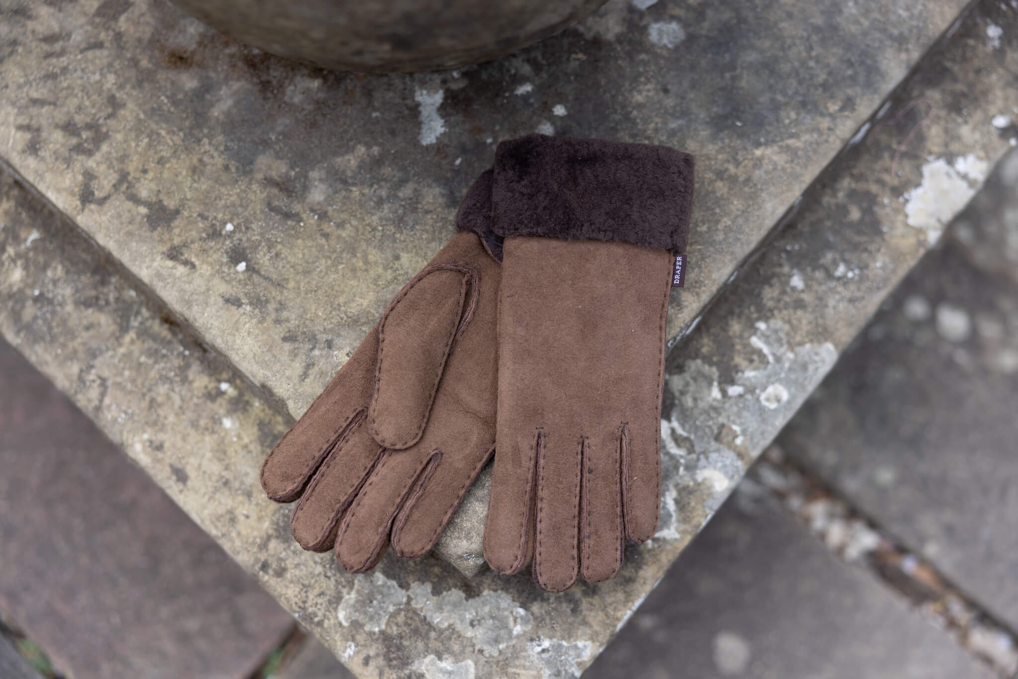 SHEEPSKIN CUFF GLOVES BROWN