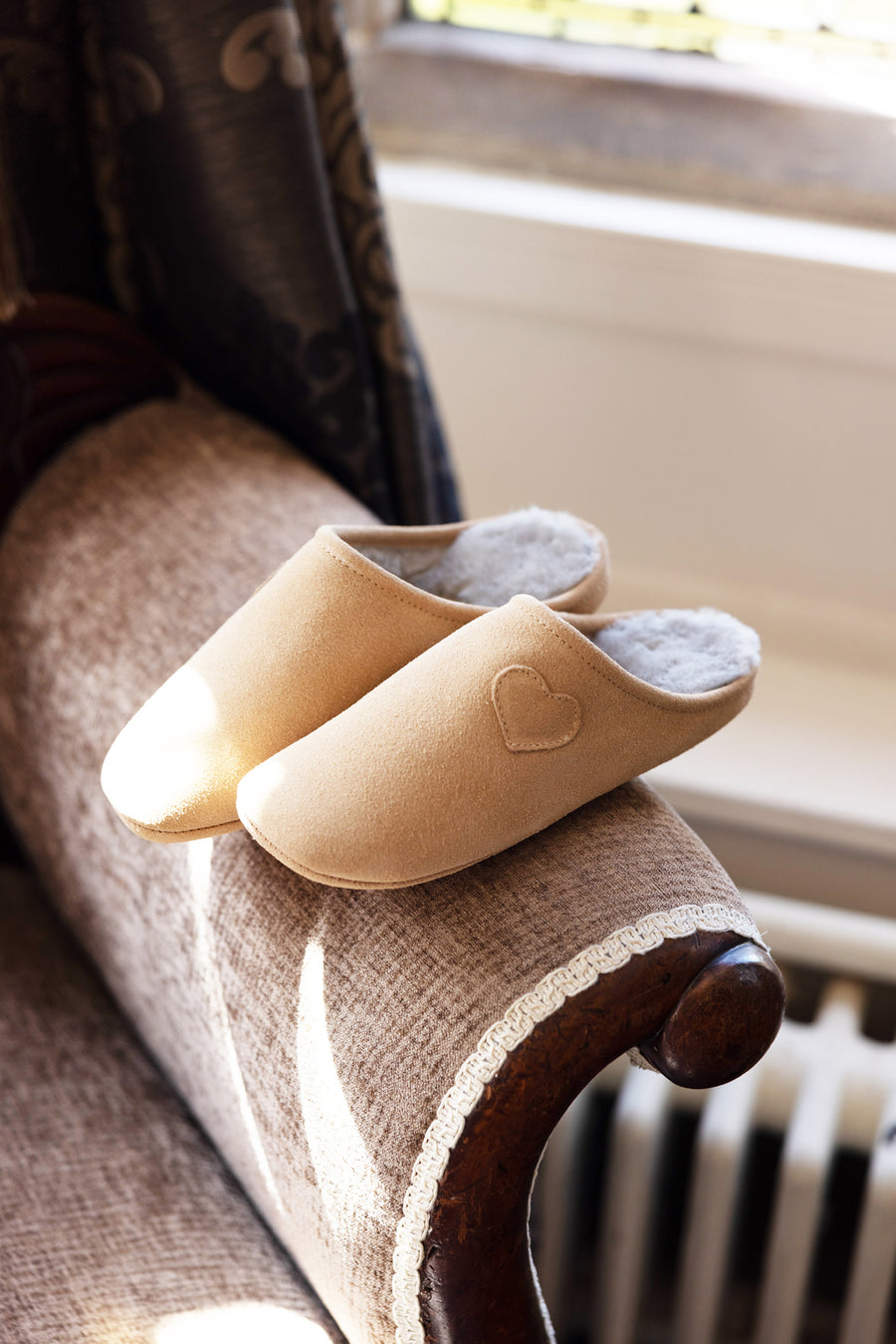 Heart Sheepskin Mules Ladies Mule Slippers Size Grey Drapers