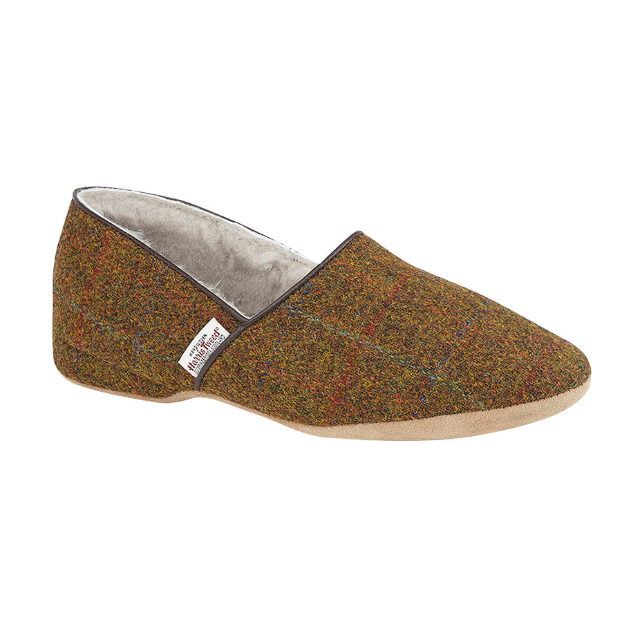 Lewis Mens Harris Tweed Sheepskin Slippers Draper of Glastonbury