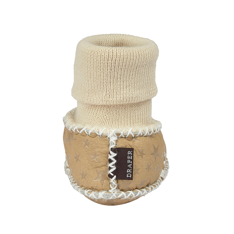 BABY SHEEPSKIN SLIPPER SOCKS - BEIGE STAR