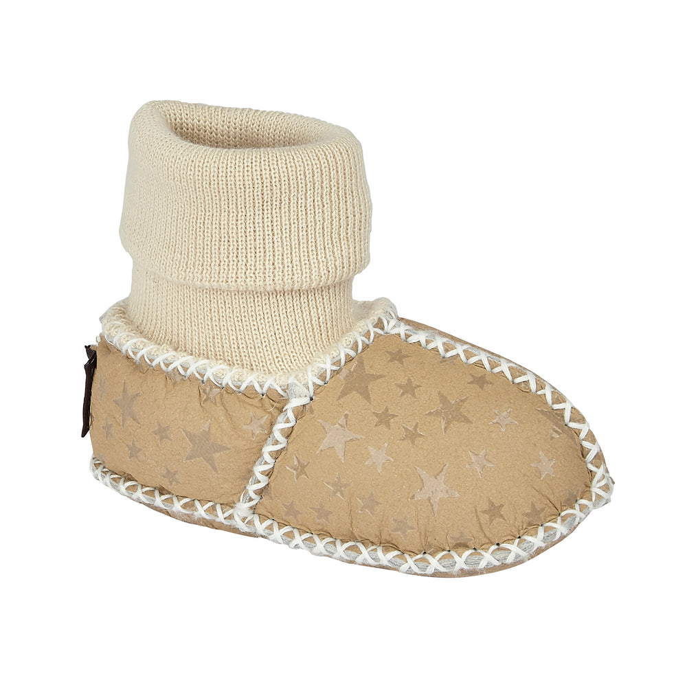 BABY-SCHAFFELL-PANTOFFELSOCKEN - BEIGE STAR