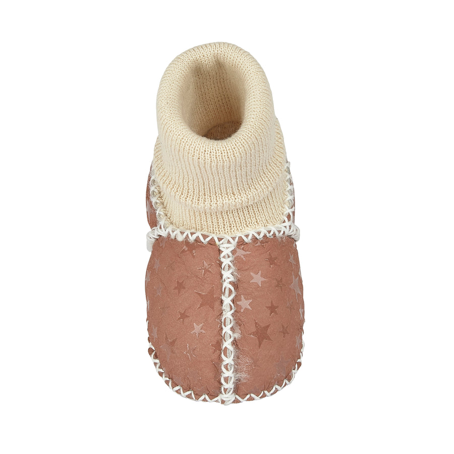 BABY SHEEPSKIN SLIPPER SOCKS - EARTH STAR