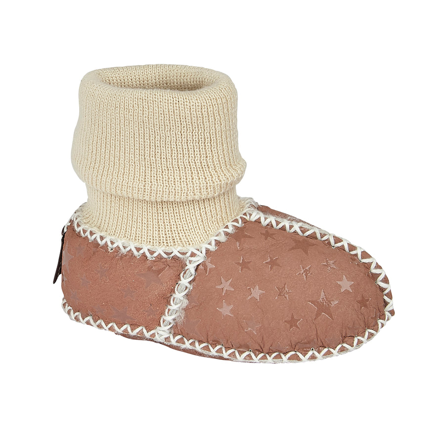 BABY SHEEPSKIN SLIPPER SOCKS - EARTH STAR