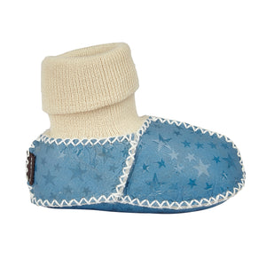 BABY SHEEPSKIN SLIPPER SOCKS - NAVY STAR