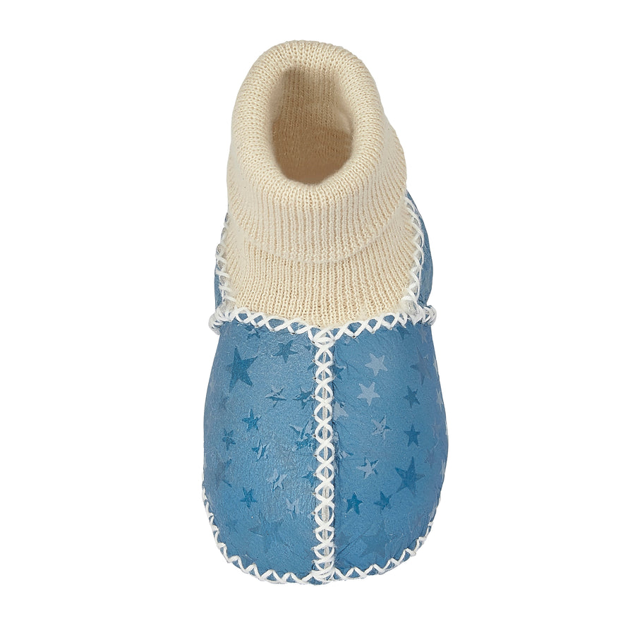 BABY SHEEPSKIN SLIPPER SOCKS - NAVY STAR