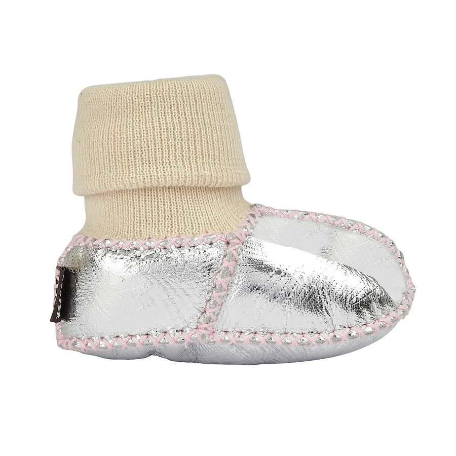 BABY SHEEPSKIN SLIPPER SOCKS - SILVER