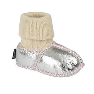 BABY-SCHAFFELL-PANTOFFELSOCKEN - SILBER