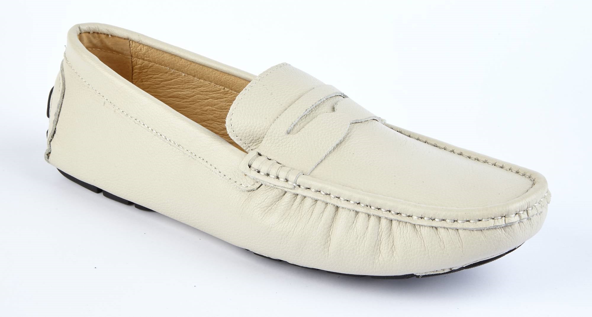 ECRU Leather Driving Shoe | White Mens Shoes | Draper of Glastonbury