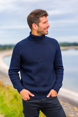 ROLL NECK MOSS STITCH