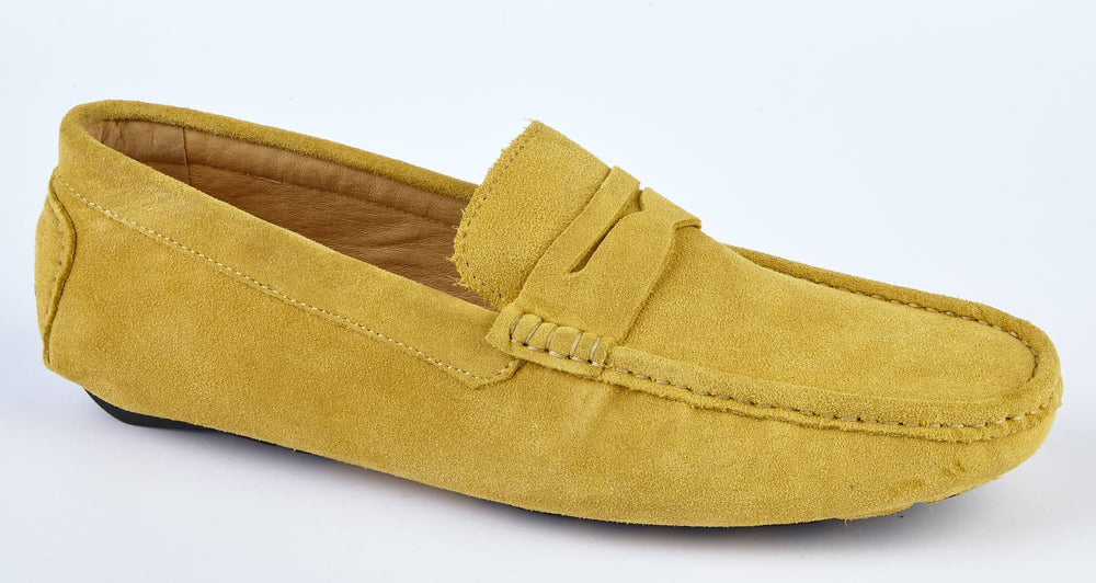 MOCASSINS EN DAIM MOUTARDE 