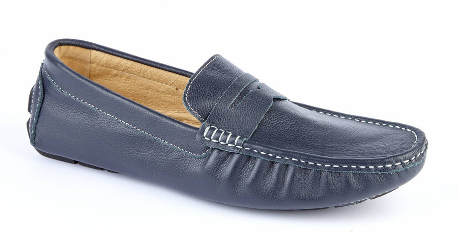 NAVY LEATHER DRIVING SHOES