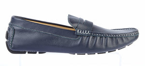 NAVY LEATHER LOAFERS