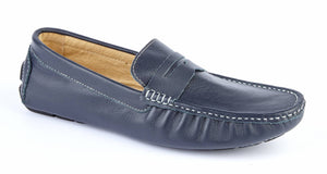 NAVY LEATHER LOAFERS