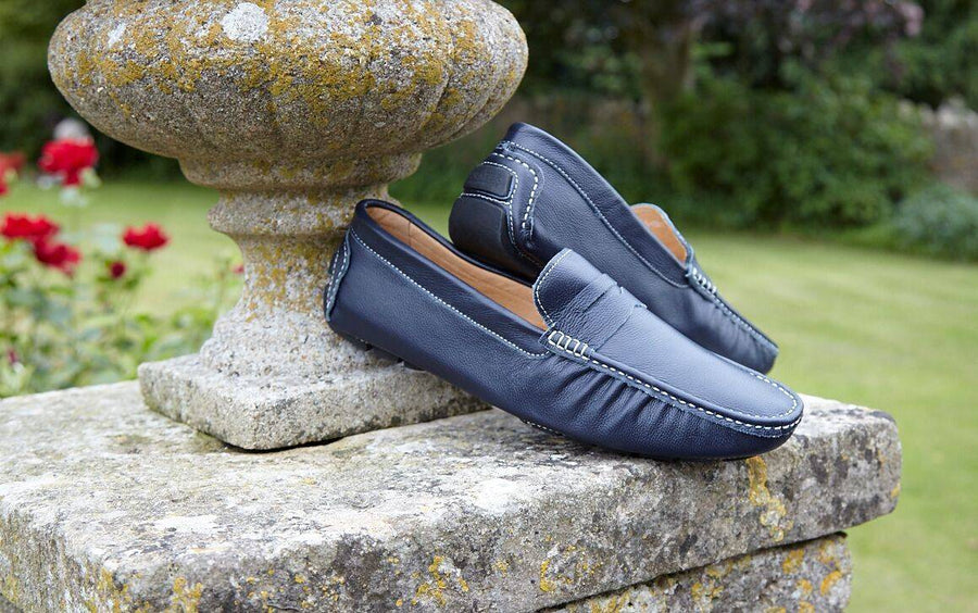 NAVY LEATHER LOAFERS