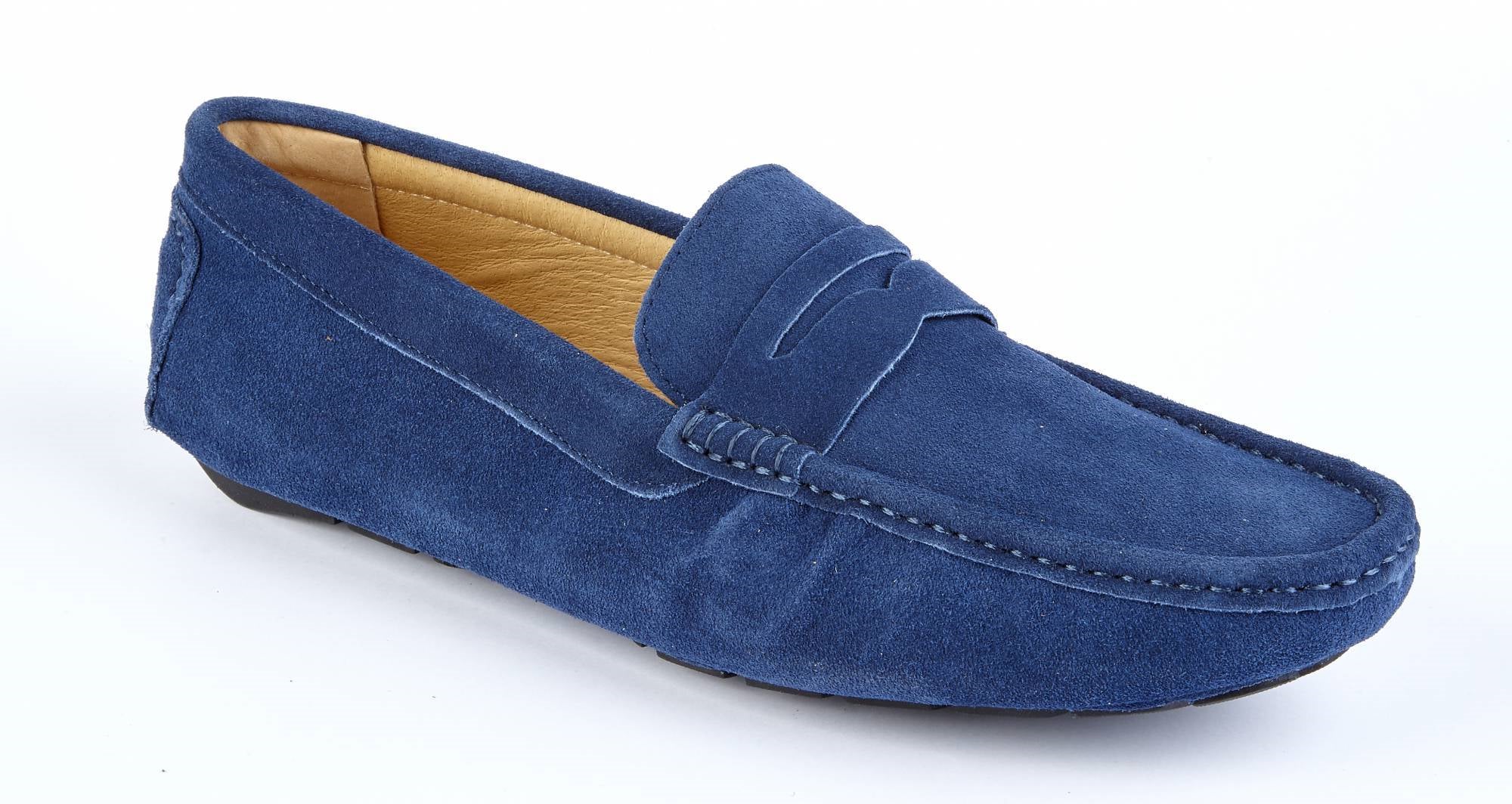 Mens Navy Blue & Red Suede Driving Loafers – Bold Society