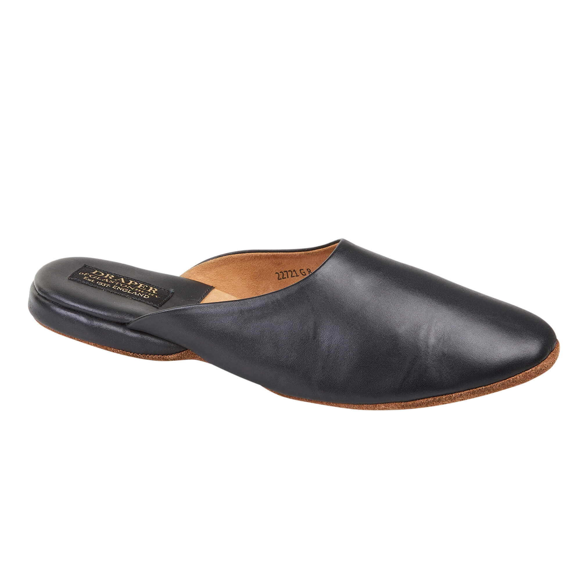 deadlock Skole lærer At læse William | Mens Mule Slippers | Mens Leather Mules | Black | Draper