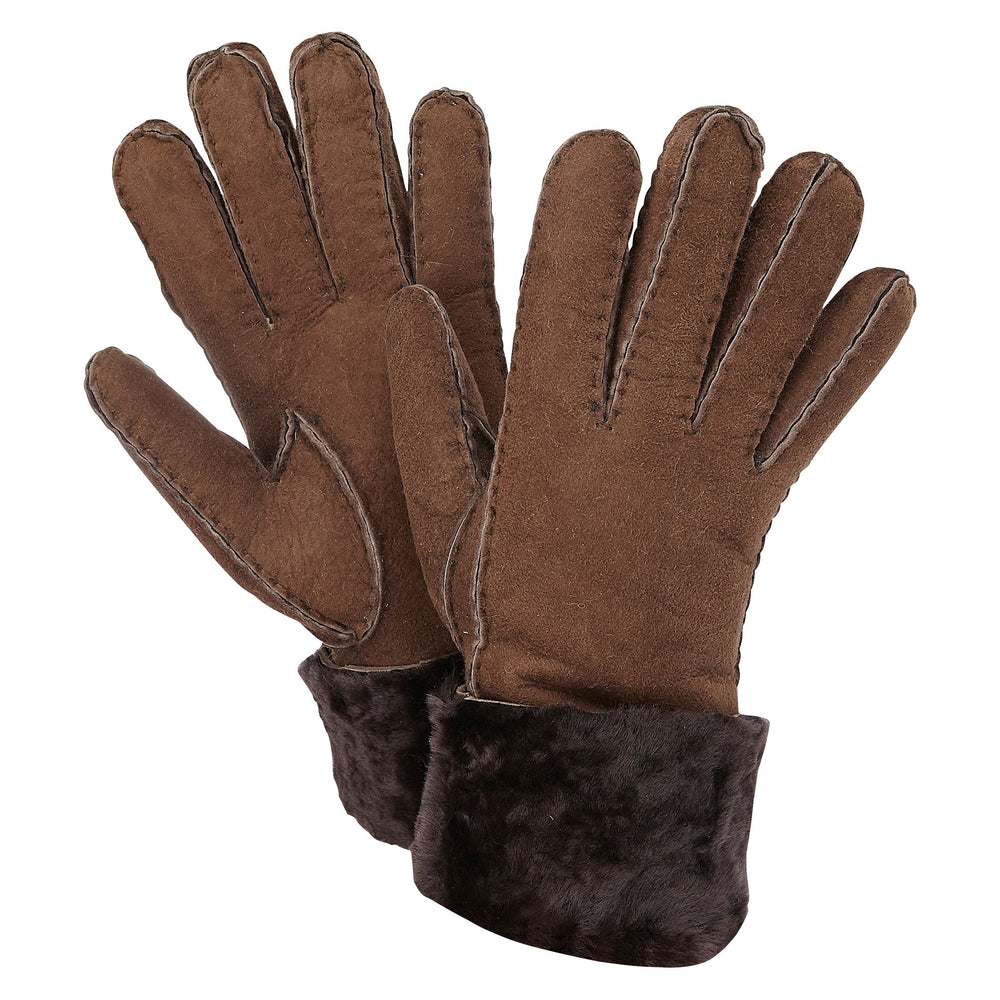 SHEEPSKIN CUFF GLOVES BROWN