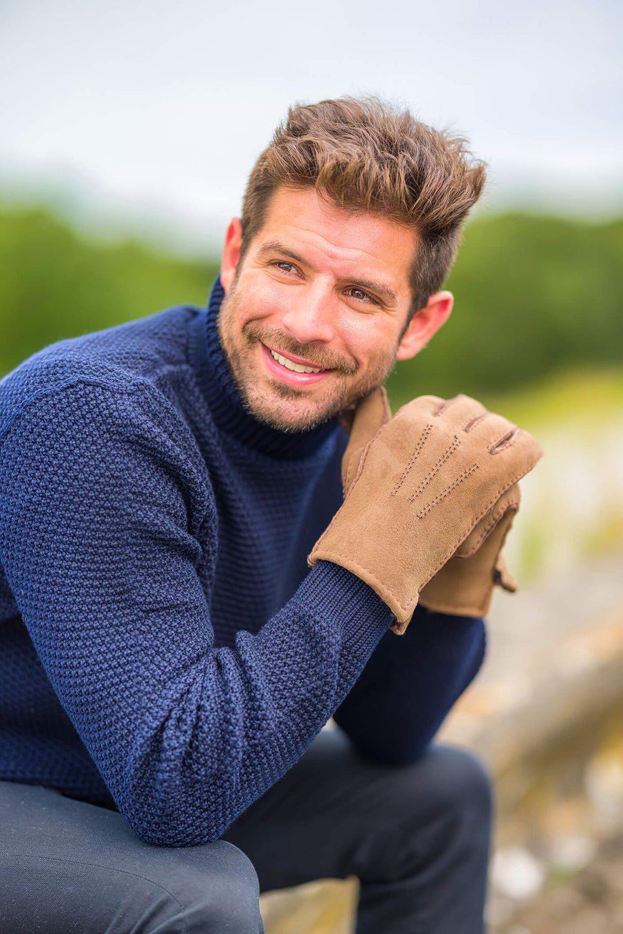 LAMMLEDER-HANDSCHUHE FÜR HERREN BRAUN 